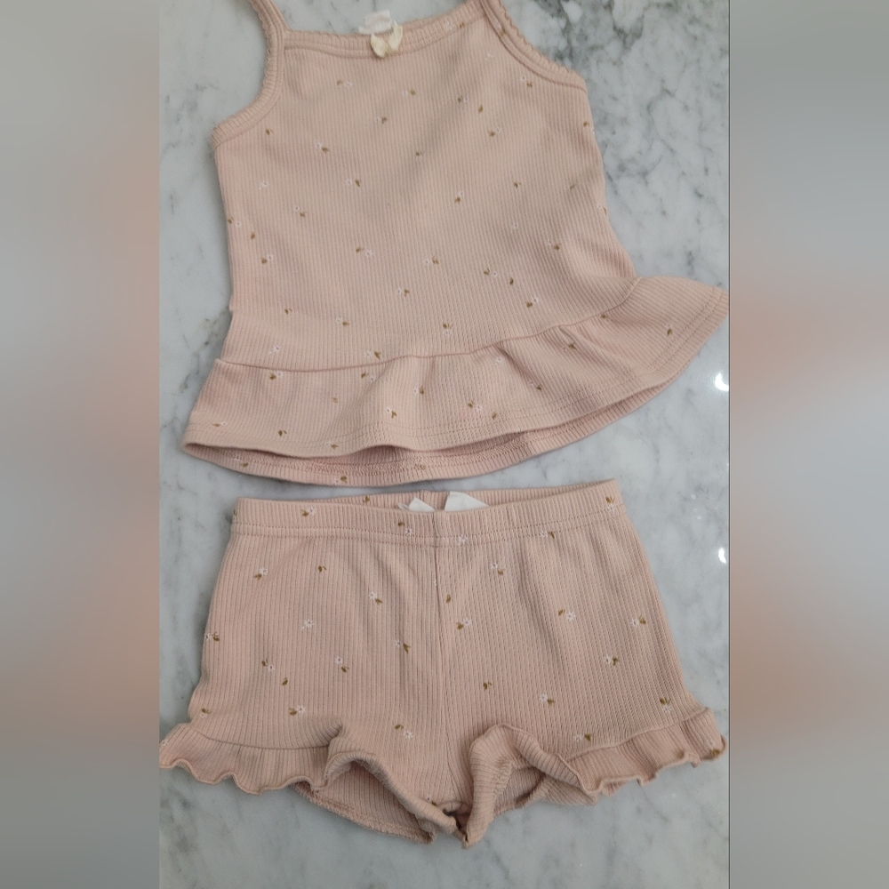 Jamie Kay Pink Floral Peplum Short Set. Ruffle. Sz 4